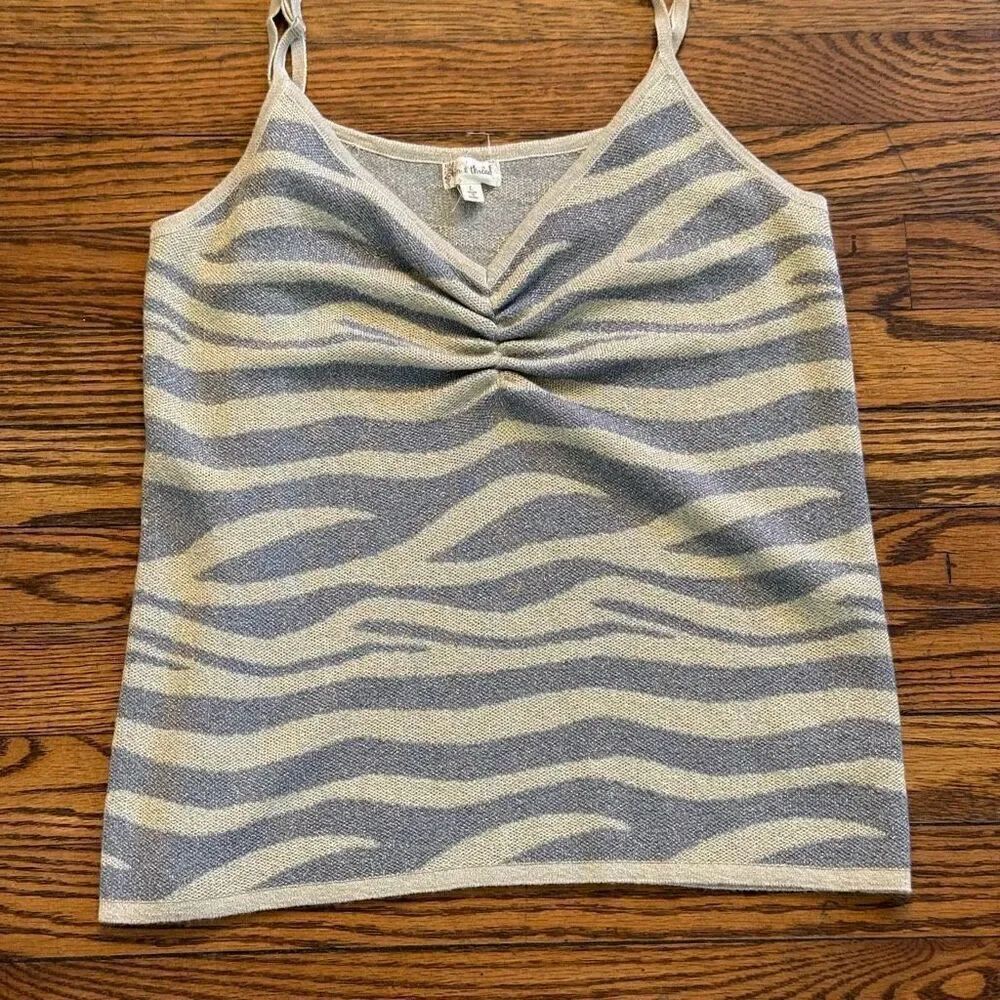 B41—Hem and Thread gold silver tiger stripe knit tank top size large 